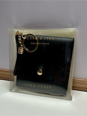 Lark & Ives Black Card Purse with Gold Keyring and Tassel